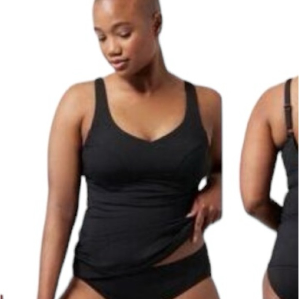 ATHLETA womens black BONDI underwire bra tankini swim top 32 D/DD NWT